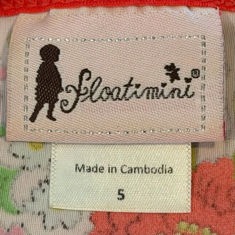 Girl’s Red & Pink Floral One-Piece Swimsuit by Floatimini Size 5